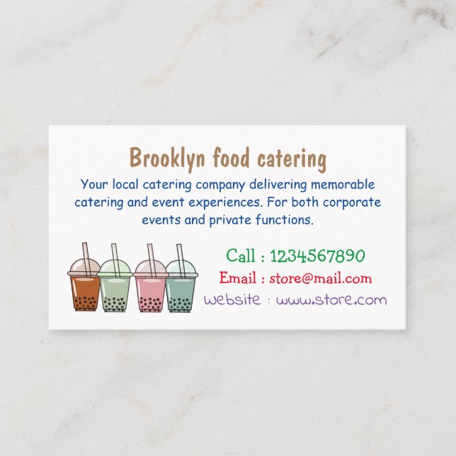 Bubble tea cartoon illustration business card (Front)