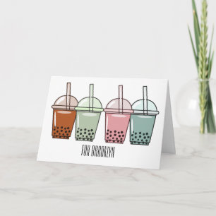 Bubble tea cartoon illustration  card