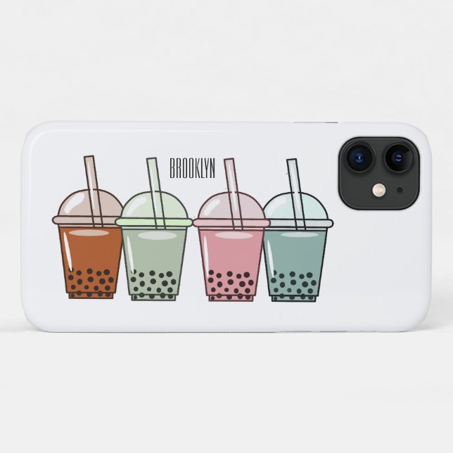 Bubble tea cartoon illustration Case-Mate iPhone case (Back (Horizontal))