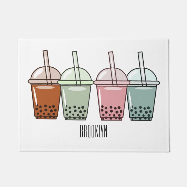 Bubble tea cartoon illustration  doormat (Front)