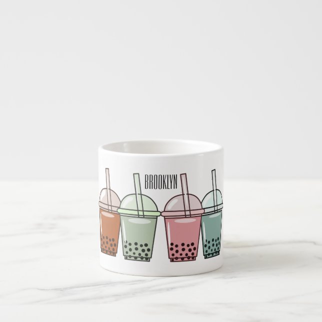 Bubble tea cartoon illustration  espresso cup (Front)