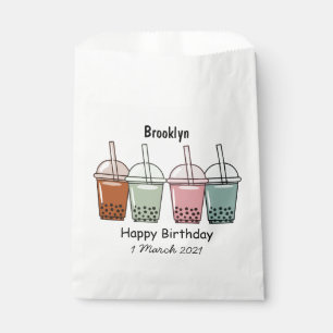 Bubble tea cartoon illustration favour bags