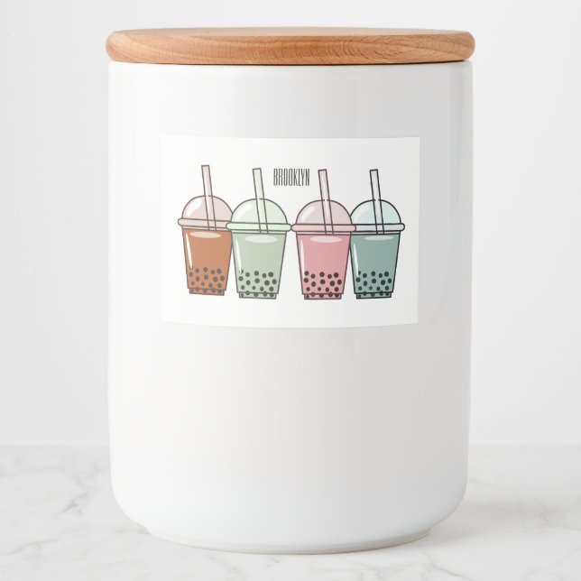 Bubble tea cartoon illustration  food label (Front)