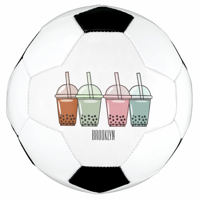 Bubble tea cartoon illustration  football (Front)