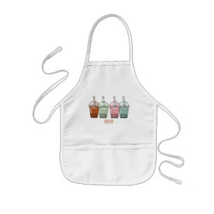 Bubble tea cartoon illustration  kids apron