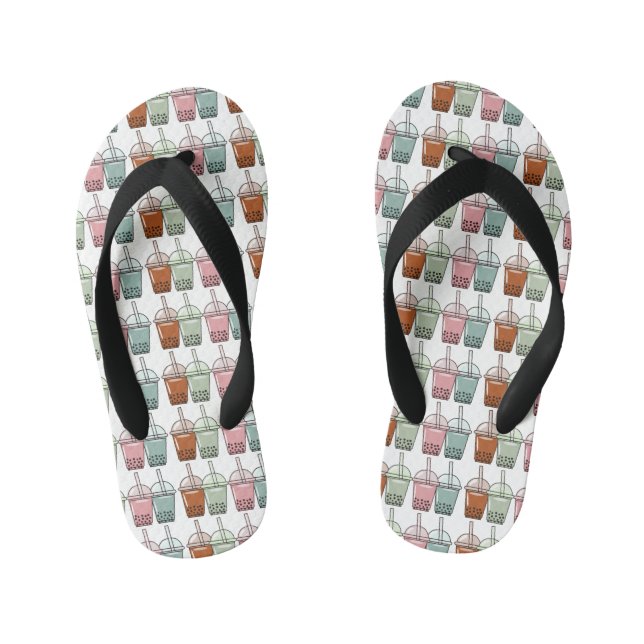 Bubble tea cartoon illustration  kid's flip flops (Footbed)