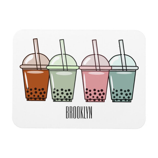 Bubble tea cartoon illustration magnet (Horizontal)