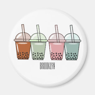 Bubble tea cartoon illustration  magnet