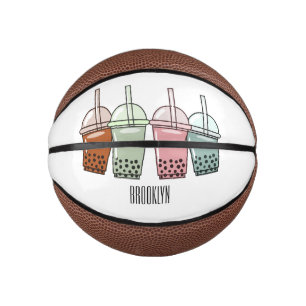 Bubble tea cartoon illustration mini basketball