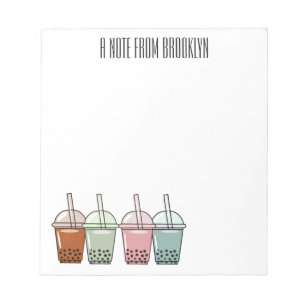Bubble tea cartoon illustration notepad