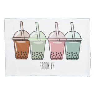 Bubble tea cartoon illustration  pillowcase