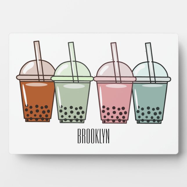 Bubble tea cartoon illustration plaque (Front)