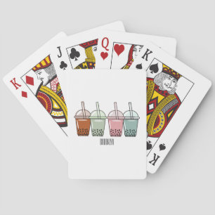 Bubble tea cartoon illustration playing cards
