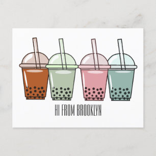 Bubble tea cartoon illustration  postcard