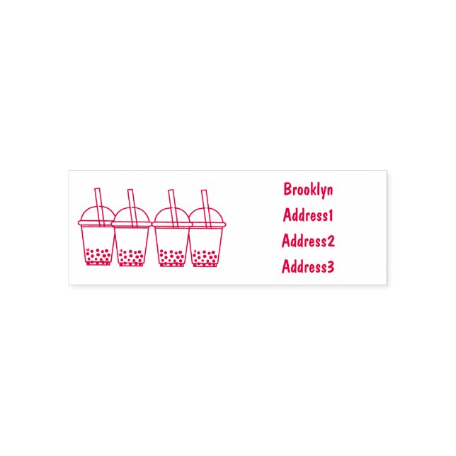 Bubble tea cartoon illustration self-inking stamp (Design)