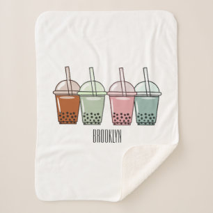 Bubble tea cartoon illustration sherpa blanket