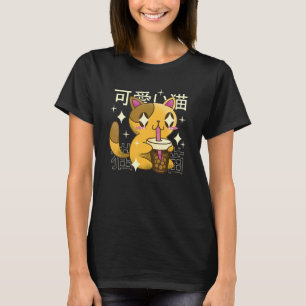 Bubble Tea Cat Drinking Boba Tea T-Shirt