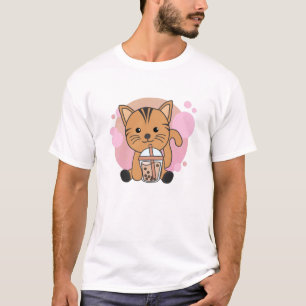 Bubble Tea Cat With Chocolate Sweet Animals Cats T-Shirt