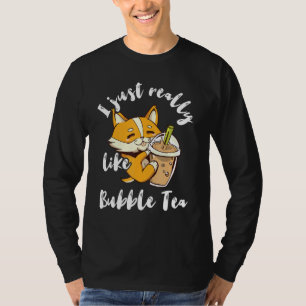 Bubble Tea Corgi Dog Cute Boba Tea Pearl Milk Drin T-Shirt