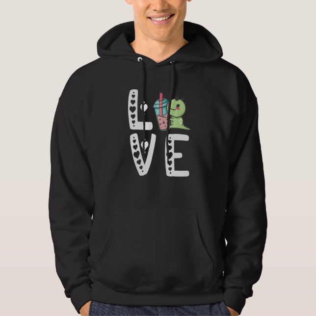 Bubble Tea Dinosaurs Cute Boba Tea Dino Sweet Drin Hoodie (Front)