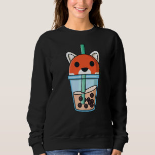 Bubble Tea Fox Boba Pearls Sweet Red Panda Girl Sweatshirt