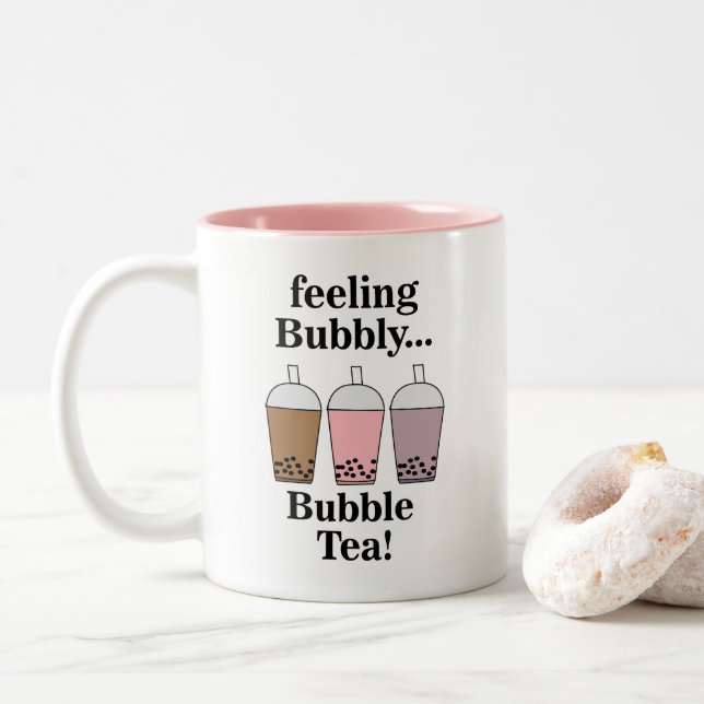 Bubble Tea Funny  Two-Tone Coffee Mug (With Donut)