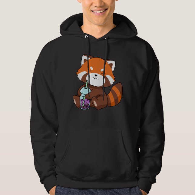 Bubble Tea Gift Girl Red Panda Boba Tea Bubble Tea Hoodie (Front)