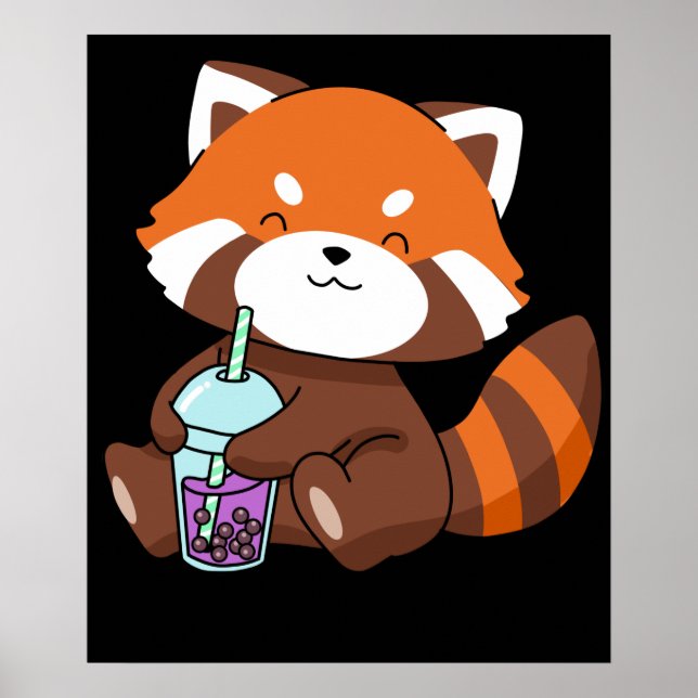 Bubble Tea Gift Girl Red Panda Boba Tea Bubble Tea Poster (Front)