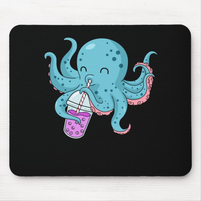 Bubble Tea Gift Kids Octopus Boba Tea Bubble Tea Mouse Mat (Front)