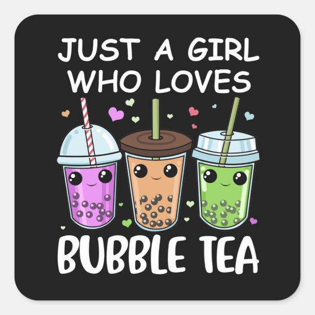 Bubble Tea Gifts Girls Kawaii Bubble Tea Square Sticker (Front)