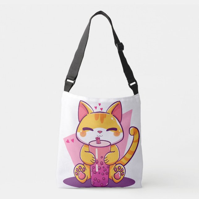 Bubble Tea Kitty Crossbody Bag (Front)