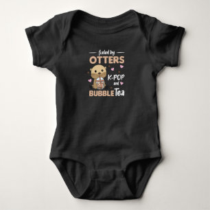 Bubble Tea Otter With Chocolate Cute Animals Baby Bodysuit