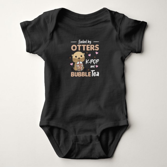 Bubble Tea Otter With Chocolate Cute Animals Baby Bodysuit (Front)