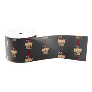 Bubble Tea Pattern Grosgrain Ribbon