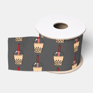 Bubble Tea Pattern  Grosgrain Ribbon
