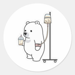 Bubble Tea Polar Bear IV Classic Round Sticker