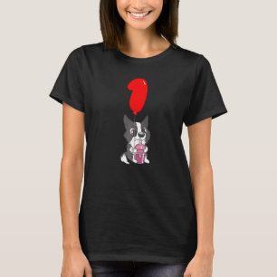 Bubble Tea Puppy 1st Birthday Kids Balloon Party T-Shirt