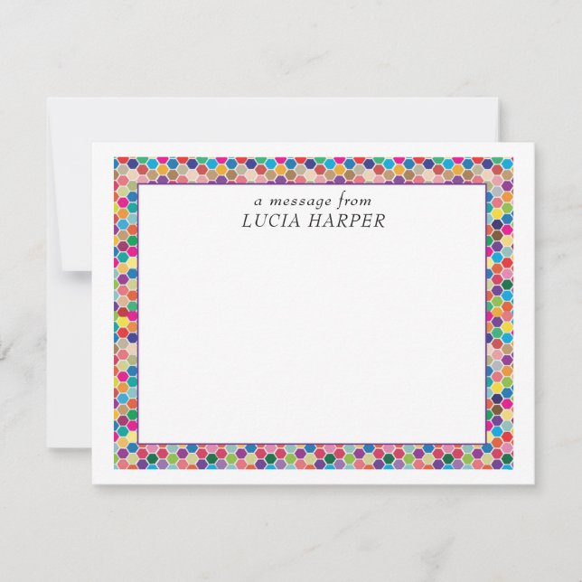 Bubble Tea Rainbow Monogram Cute Note Card (Front)