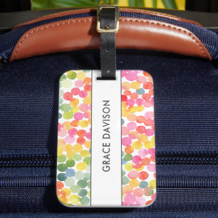 Bubble Tea Rainbow Pink Orange Green Luggage Tag