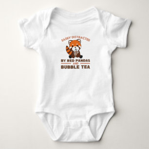 Bubble Tea Red Panda Chocolate Cute Animals Boba Baby Bodysuit