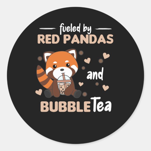 Bubble Tea Red Panda Chocolate Cute Animals Boba Classic Round Sticker (Front)