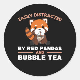Bubble Tea Red Panda Chocolate Cute Animals Boba Classic Round Sticker
