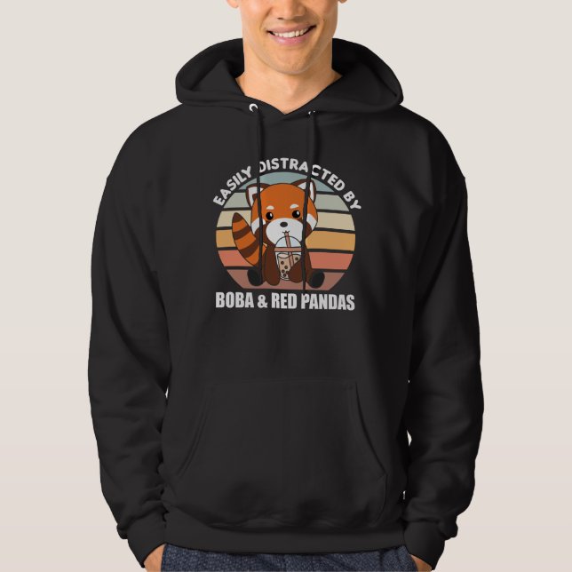 Bubble Tea Red Panda Chocolate Cute Animals Boba Hoodie (Front)