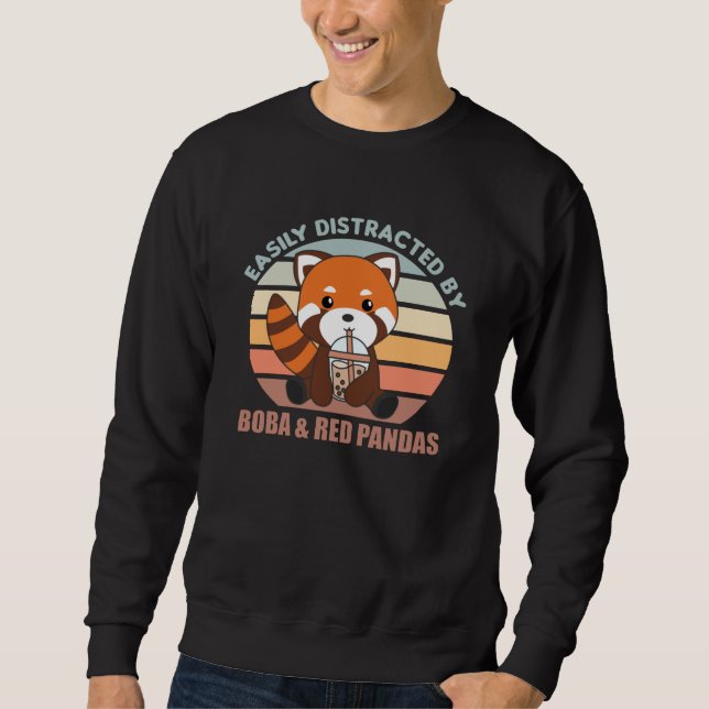 Bubble Tea Red Panda Chocolate Cute Animals Boba Sweatshirt (Front)