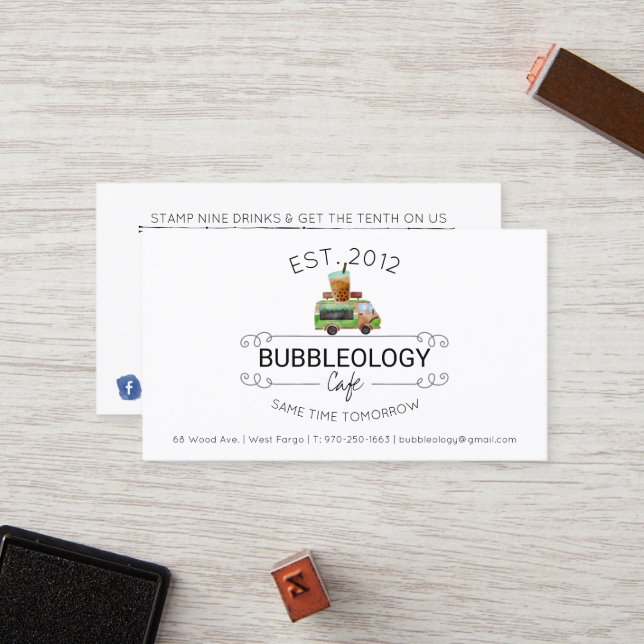 Bubble Tea Shop Loyalty Card (Front/Back In Situ)