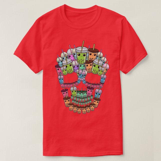 Bubble Tea Skull Shirt Men Boba Tea Gift Women Bub (Design Front)