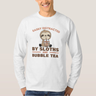 Bubble Tea Sloth Chocolate Cute Animals Boba T-Shirt