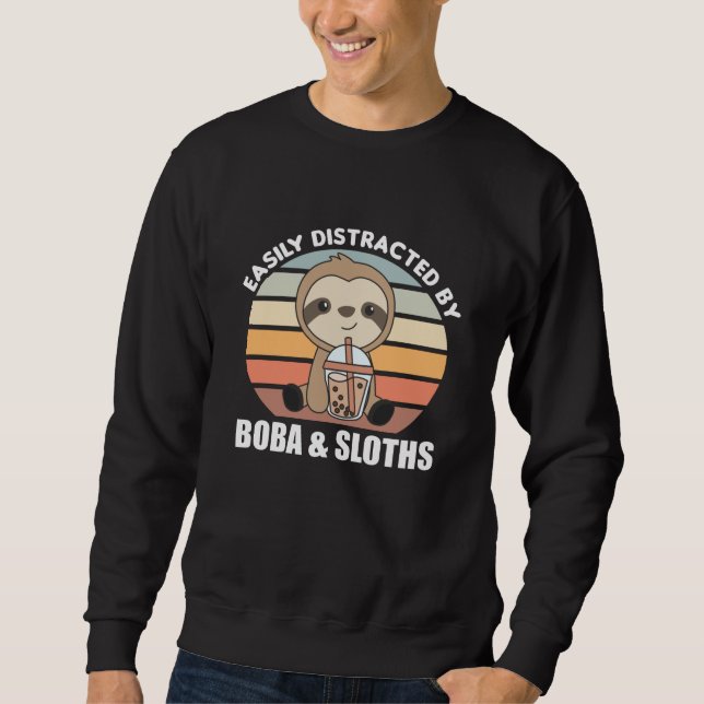 Bubble Tea Sloth With Chocolate Cute Animals Sweatshirt (Front)