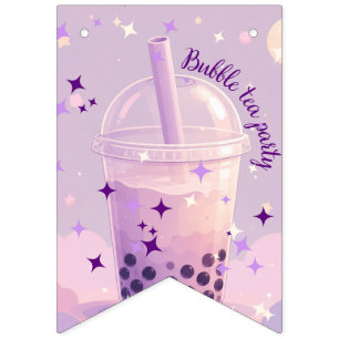 bubble tea space bunting banner