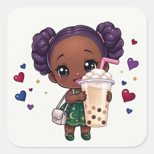 Bubble Tea  Square Sticker (Front)